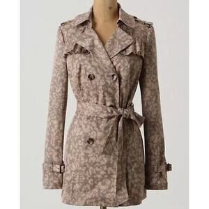 Daughters‎ of Liberation 4 Subtle Survival Rain Trench Coat Animal Print Brown